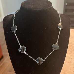 Ladies Lauren Adams black enamel heart necklace